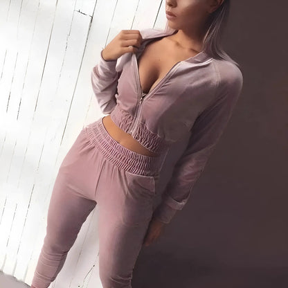 Rosa Set Sportivo in Velluto