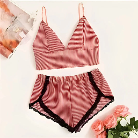 Rosa Set Pigiama Donna con Top Corto