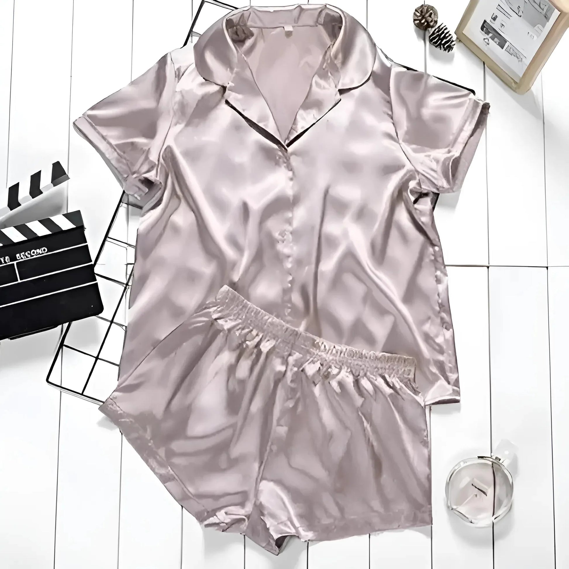 Rosa Set di Pigiama da Donna con Camicia