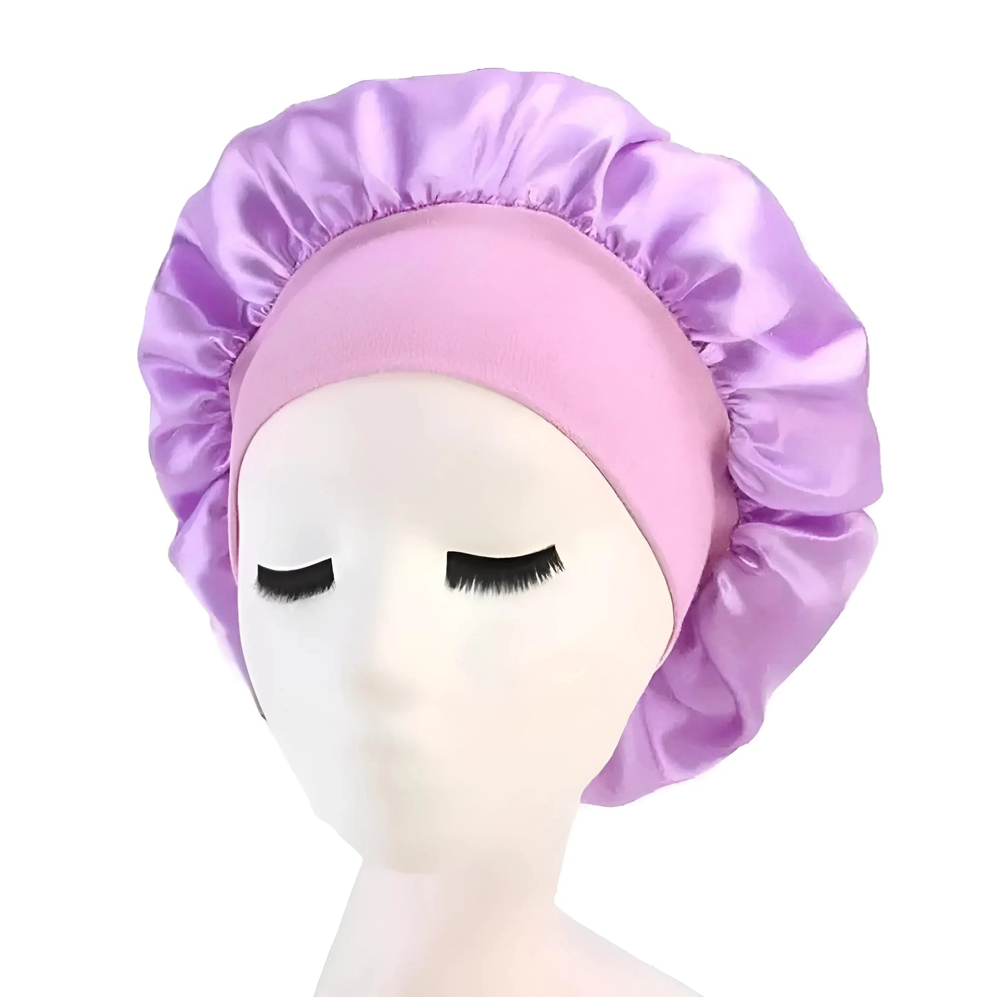 Viola Cappello da notte in satin con ampia fascia elastica