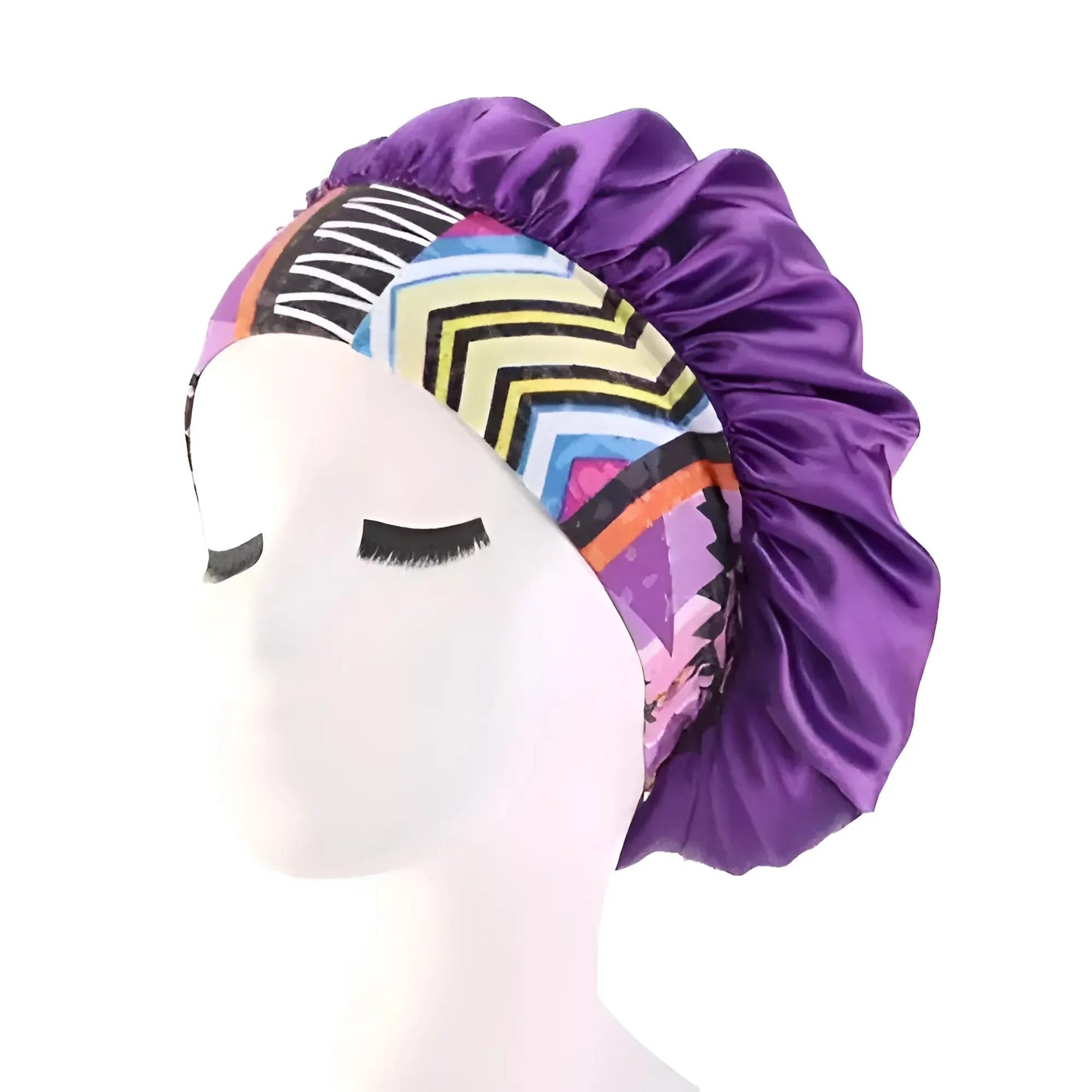 Viola Cappello da notte in satin con ampia fascia elastica