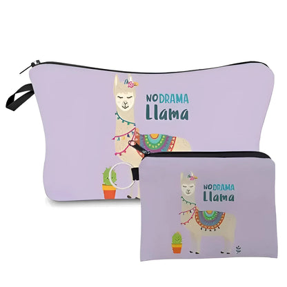 Viola Set di Due Pochette Cosmetiche con Zip