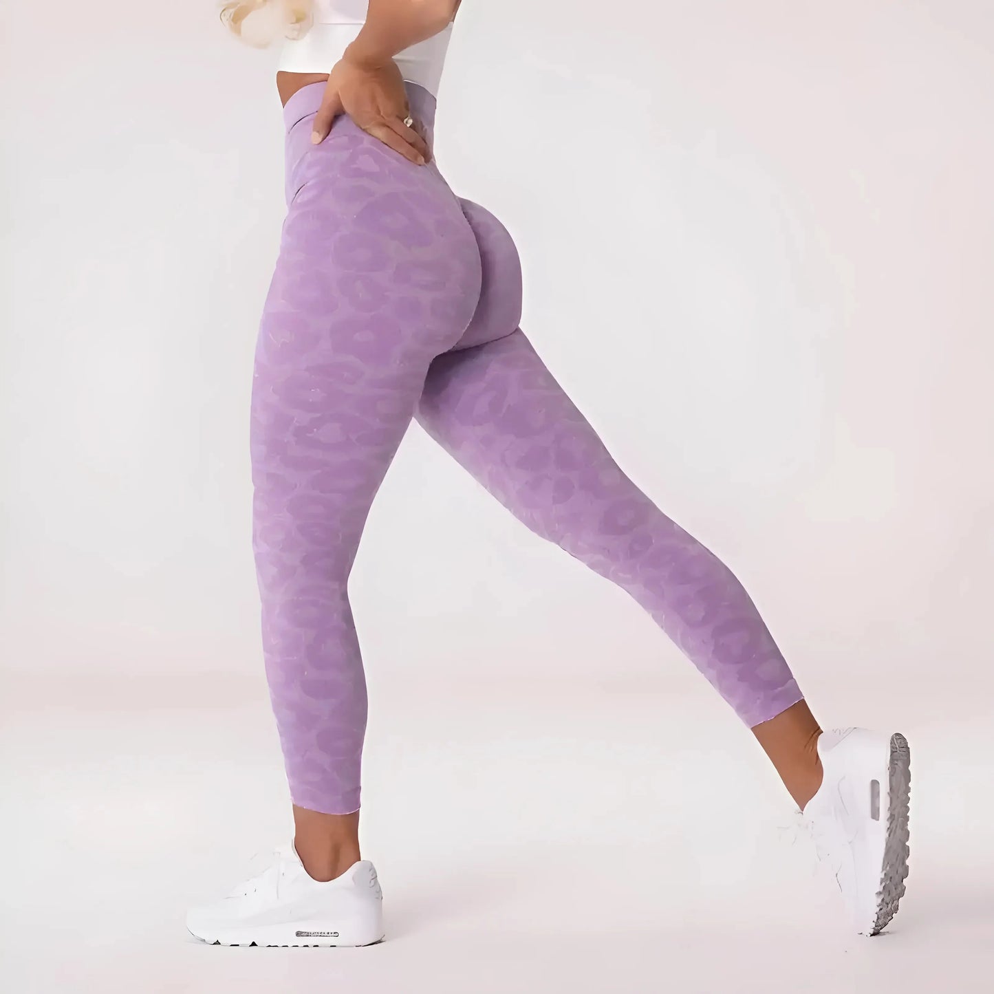 Viola Leggings Sportivi Donna con Stampa Leopardo