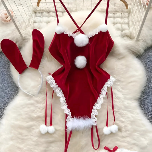 Rosso Body di Natale con pizzo