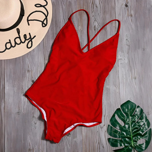 Rosso Costume da bagno classico senza schienale