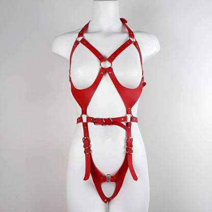 Rosso Harness in pelle a corpo intero