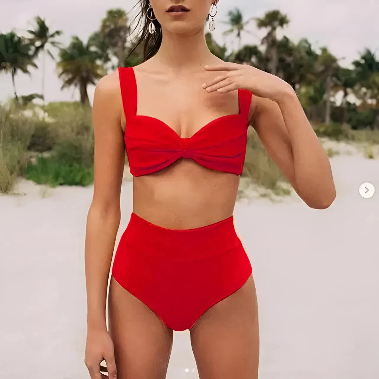 Rosso Costume da bagno a due pezzi a vita alta