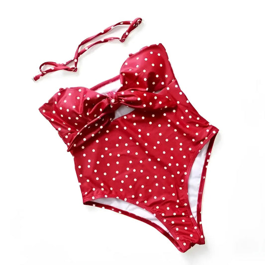 Rosso Costume intero con top annodato
