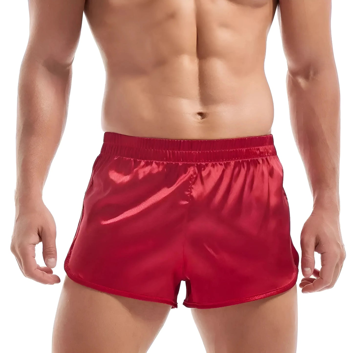 Rosso Pantaloni Boxer da Uomo in Satin