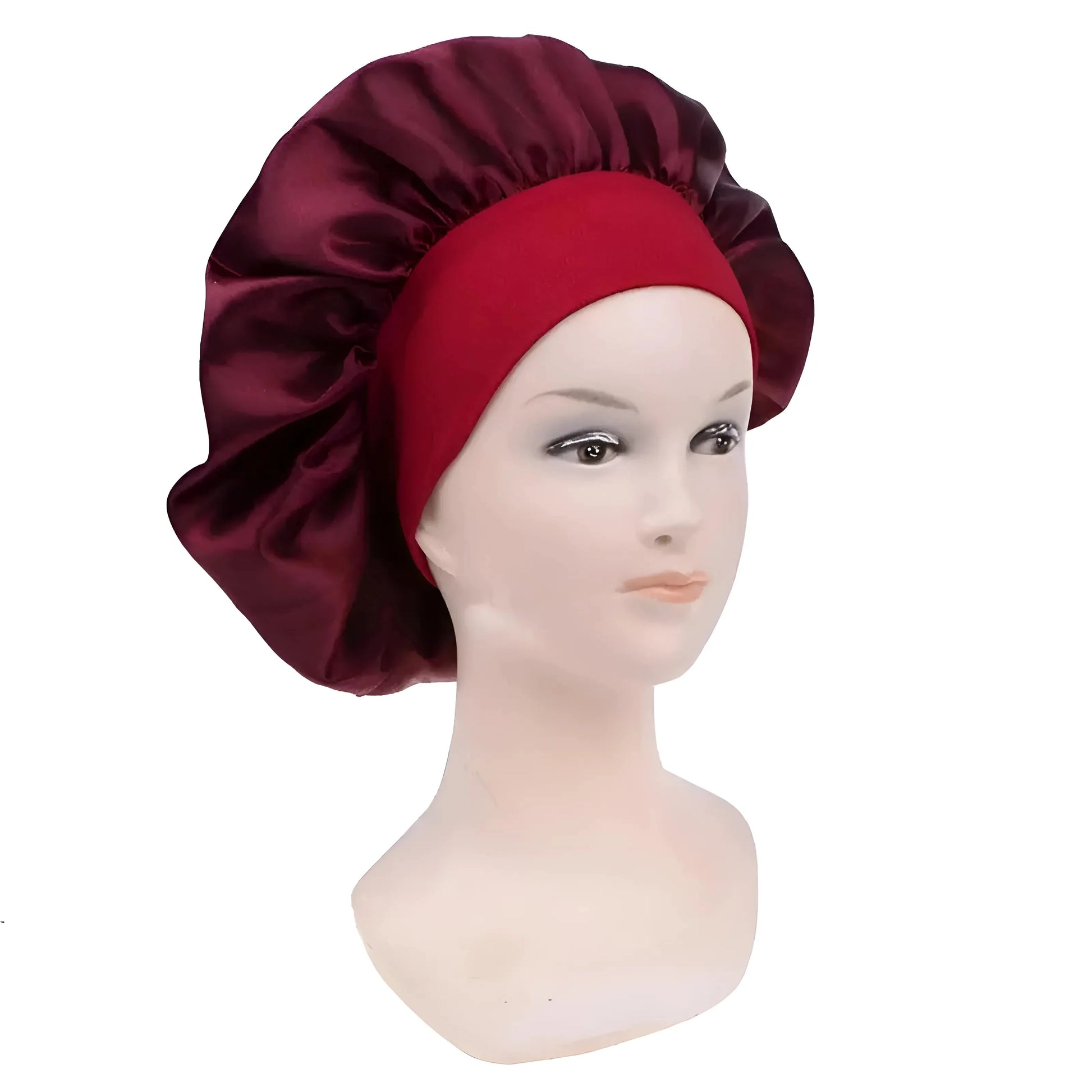 Rosso Cappello da notte in satin con elastico