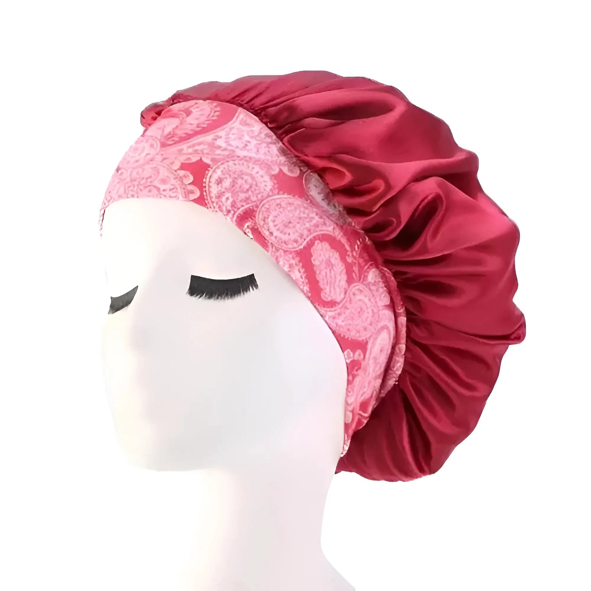 Rosso Cappello da notte in satin con ampia fascia elastica