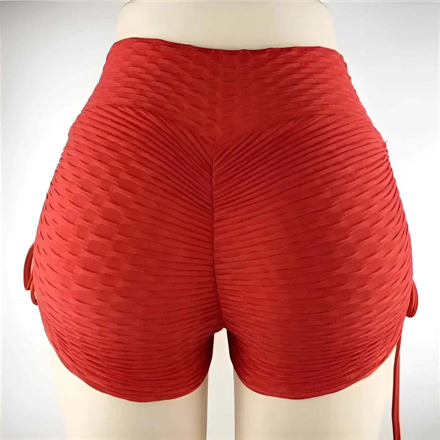 Rosso Shorts Sportivi con Dettaglio a Nastro