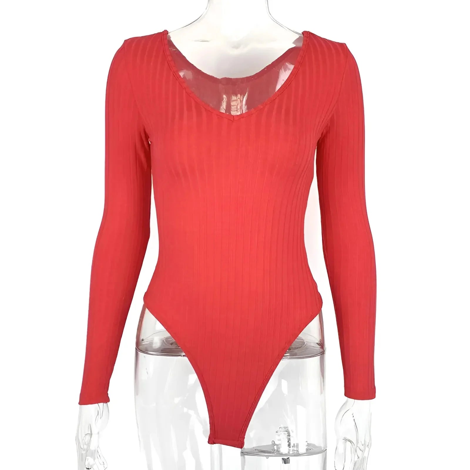 Rosso Body a righe con scollatura a V profonda