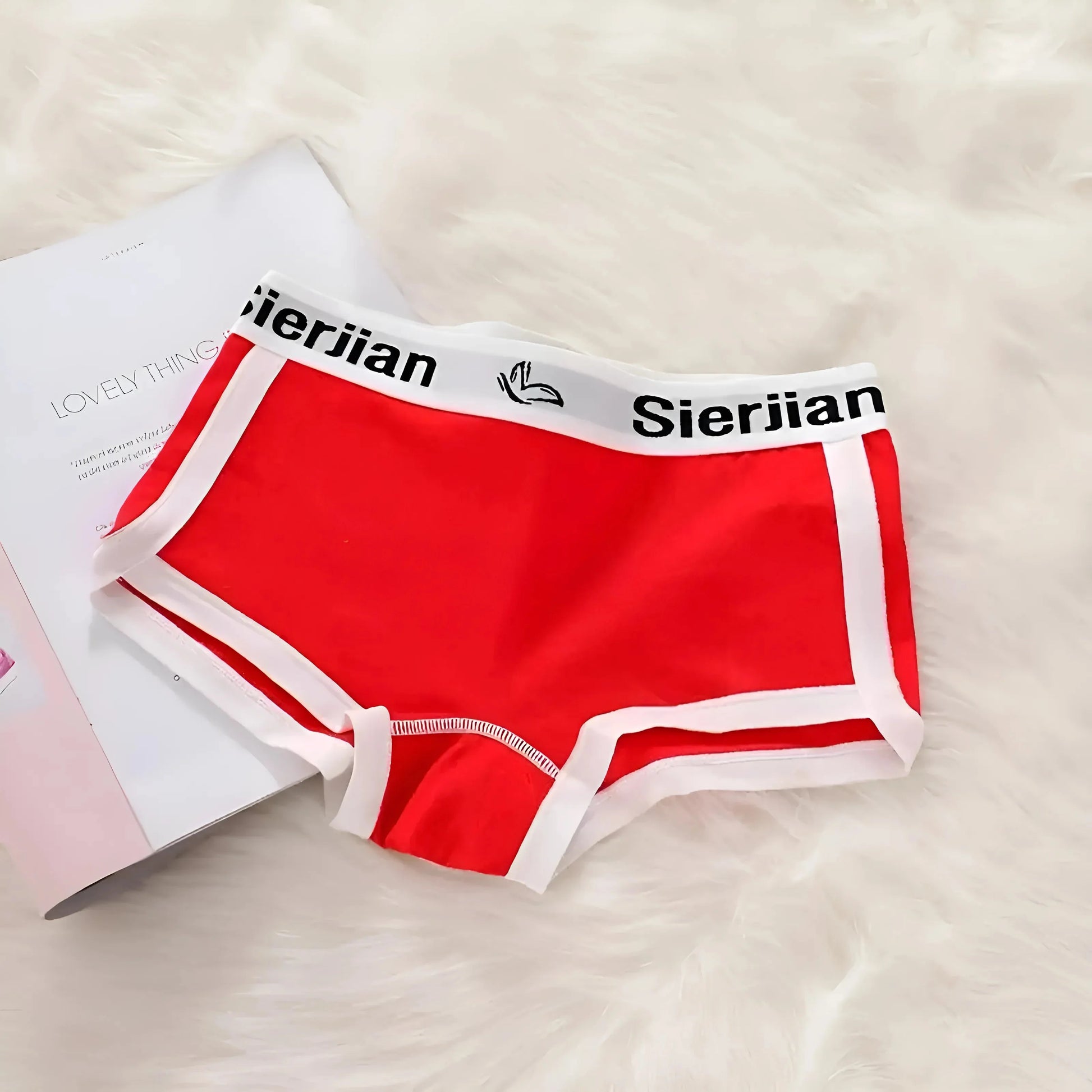 Rosso Boxer da donna con piping