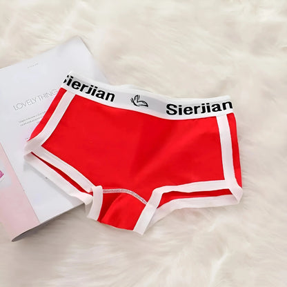 Rosso Boxer da donna con piping