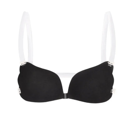 Reggiseno con ritagli e spalline trasparenti - nero