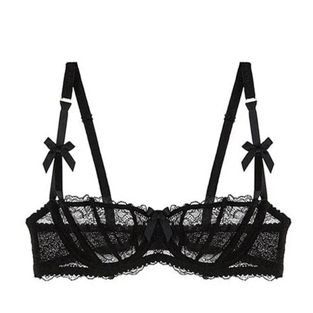 Reggiseno in pizzo a bardot - nero / 1a