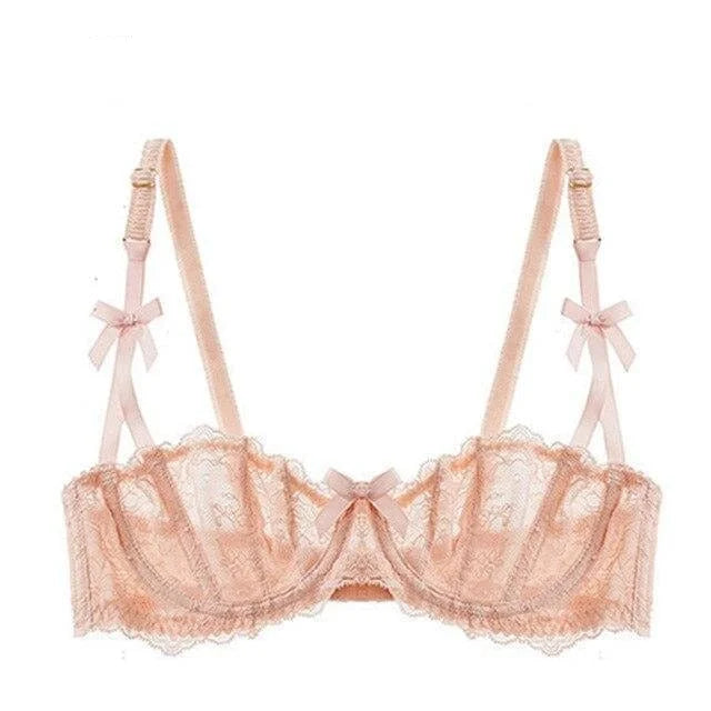 Reggiseno in pizzo a bardot - rosa / 1a