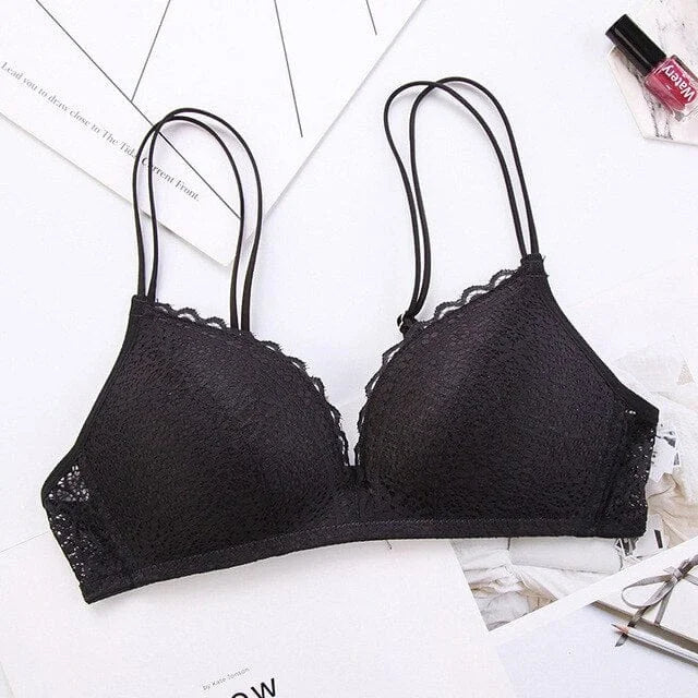 Reggiseno in pizzo a doppia spallina - nero / 1a