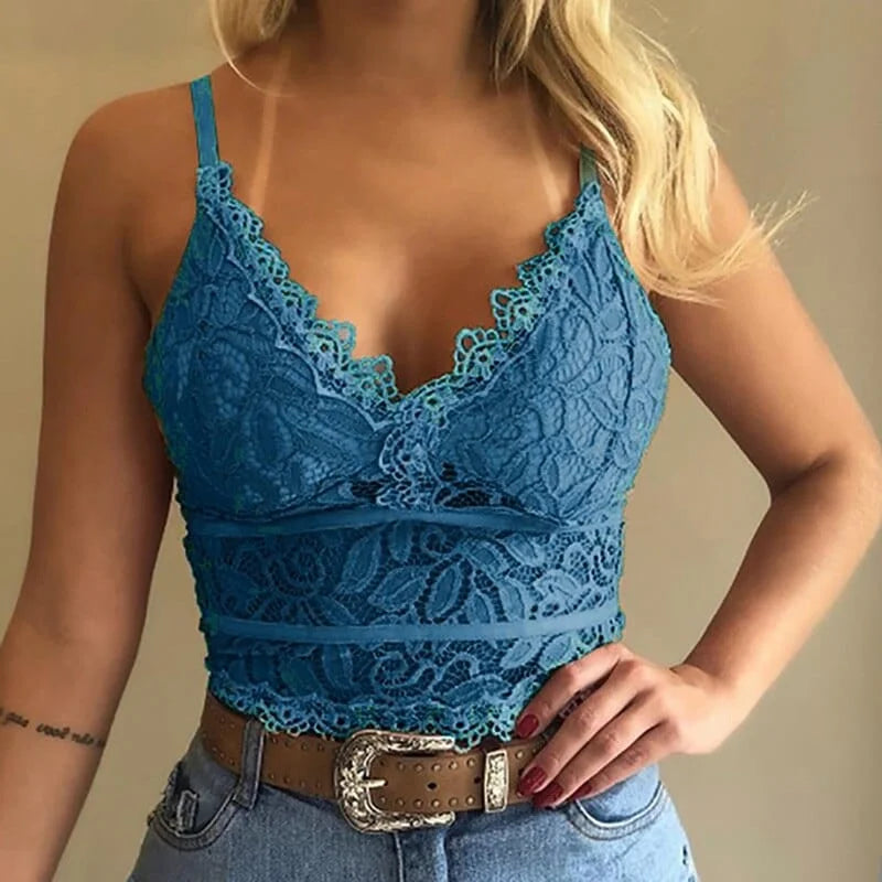 Reggiseno in pizzo bralette a decolleté bassa - blu / s