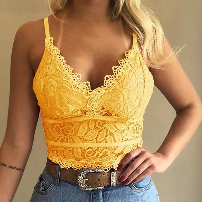 Reggiseno in pizzo bralette a decolleté bassa - giallo / s