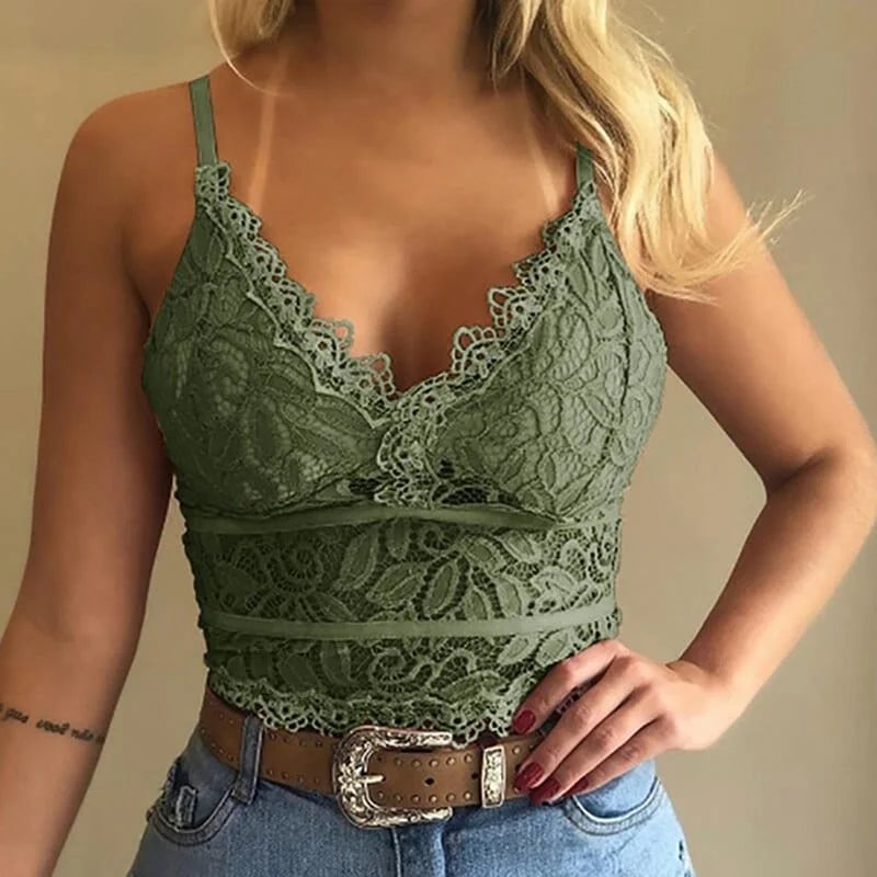 Reggiseno in pizzo bralette a decolleté bassa - verde / s