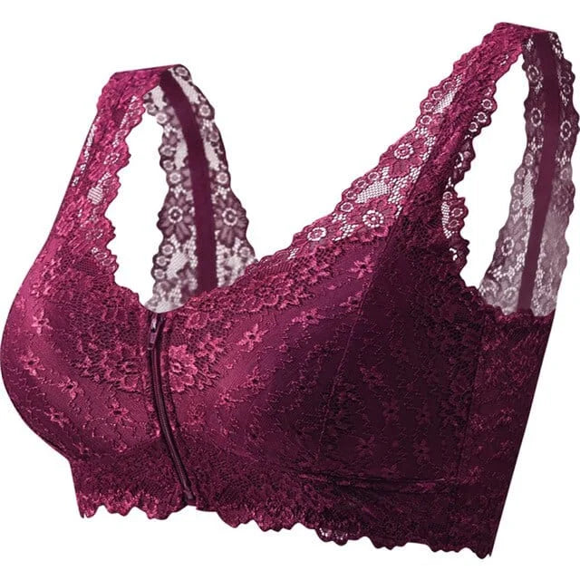 Reggiseno in pizzo con chiusura frontale - viola / s