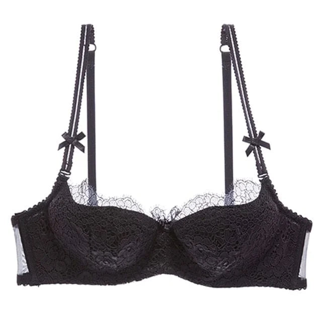 Reggiseno in pizzo con fiocchi - nero / 1a