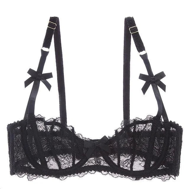 Reggiseno in pizzo con fiocchi - nero / 1a