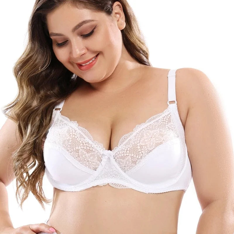 Reggiseno in pizzo in grandi taglie - bianco / 4d