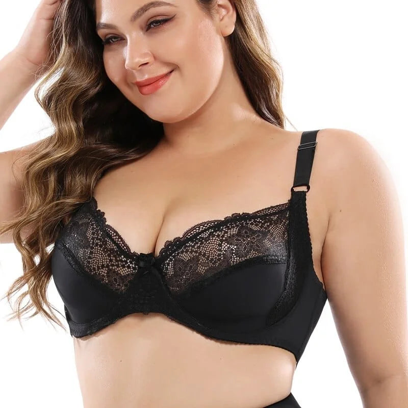 Reggiseno in pizzo in grandi taglie - nero / 4d