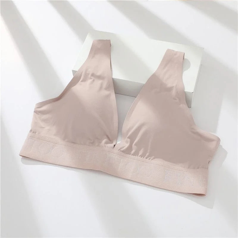 Reggiseno liscio con scollo a v - beige / s