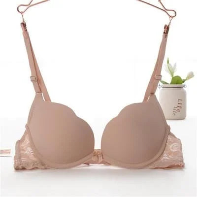 Reggiseno push-up con allacciatura in pizzo - beige / 1a