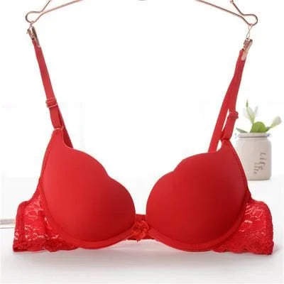 Reggiseno push-up con allacciatura in pizzo - rosso / 1a