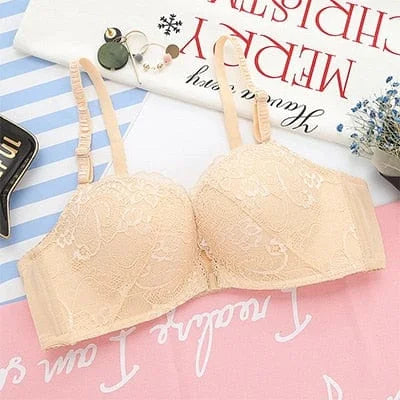 Reggiseno push-up in pizzo con chiusura frontale - beige / 1b