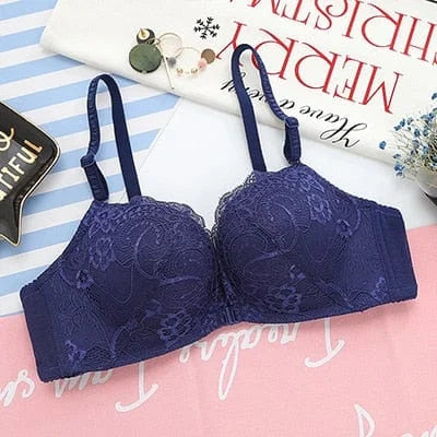 Reggiseno push-up in pizzo con chiusura frontale - blu / 1b