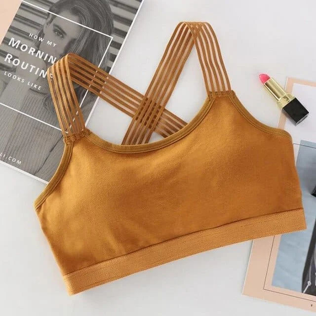 Reggiseno sportivo con cinghie incrociate - giallo / universale