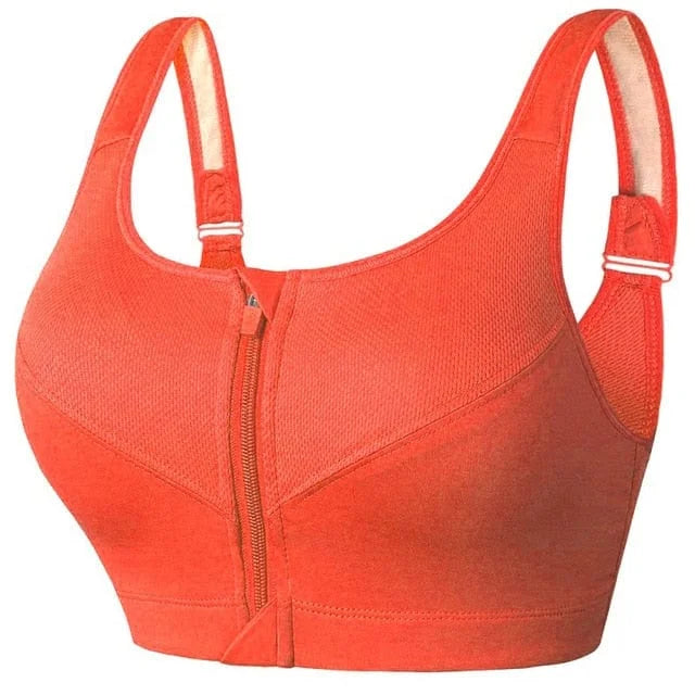 Reggiseno sportivo plus size con chiusura a zip - arancia / s