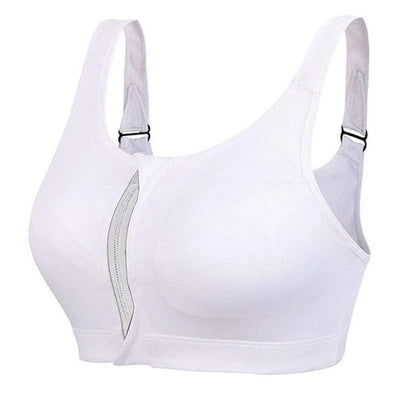 Reggiseno sportivo plus size con chiusura a zip - bianco / s