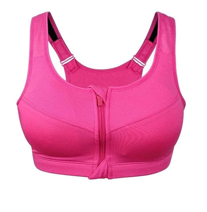 Reggiseno sportivo plus size con chiusura a zip - rosa / s