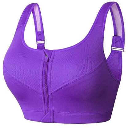 Reggiseno sportivo plus size con chiusura a zip - viola / s