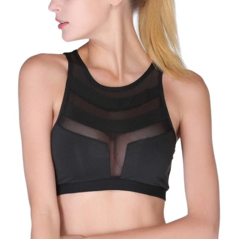 Reggiseno sportivo traspirante con pannelli in rete - nero / s