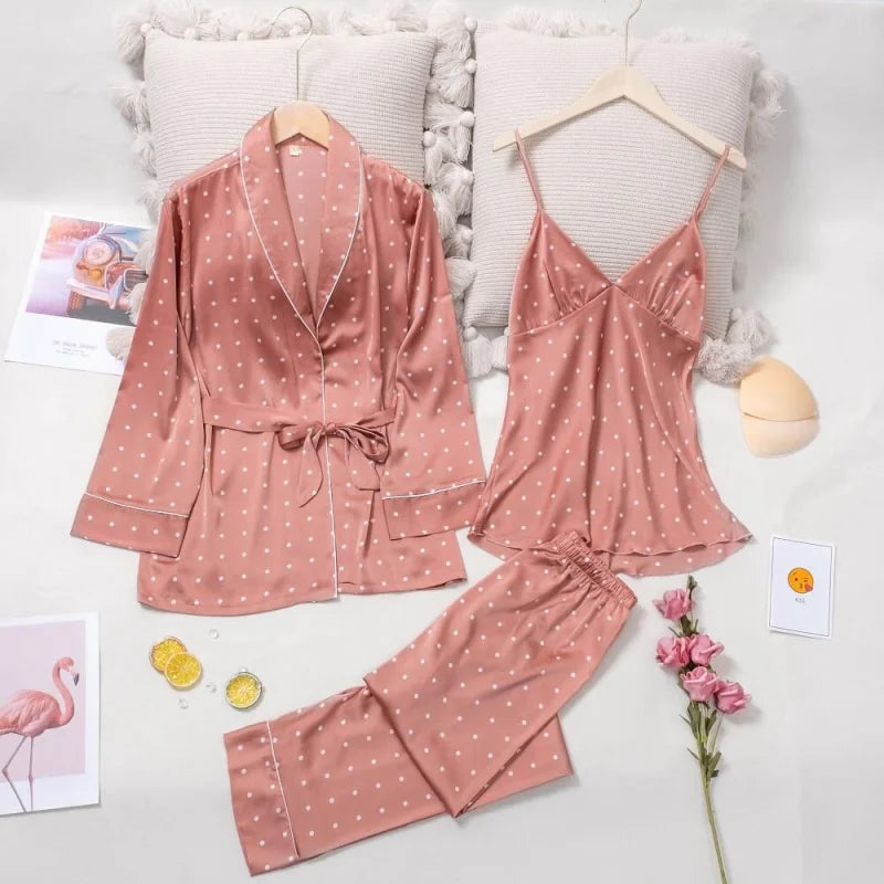 Set di abbigliamento da notte composto da tre pezzi - rosa / s