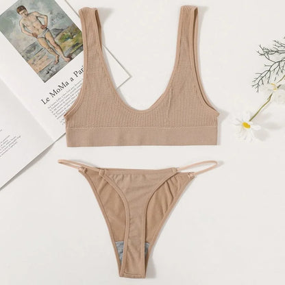 Set di lingerie a righe - beige / s