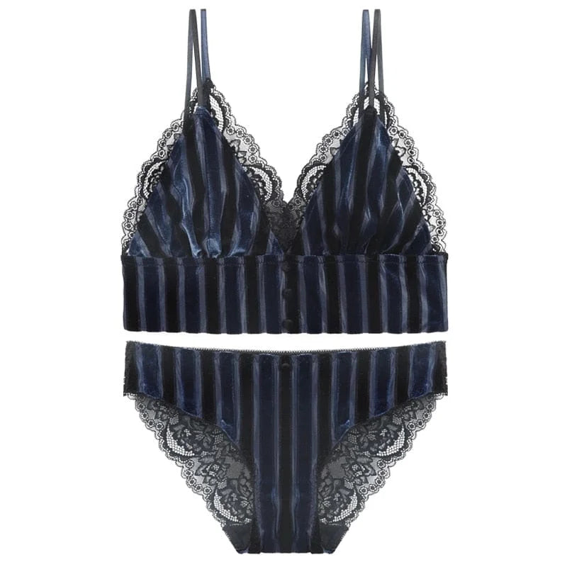 Set di lingerie a righe - blu navy / s