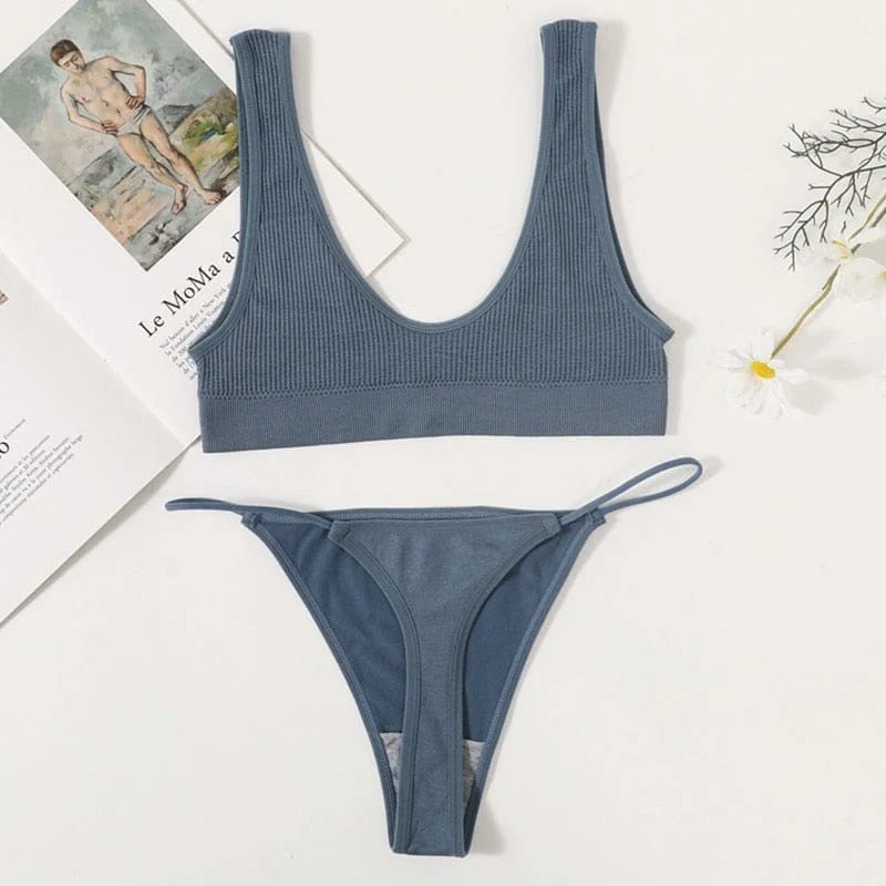 Set di lingerie a righe - blu / s