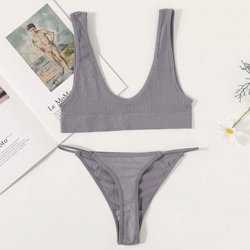 Set di lingerie a righe - grigio / s