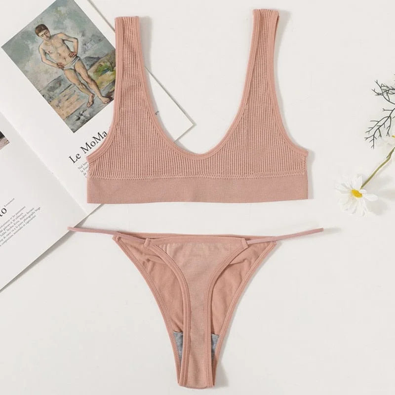 Set di lingerie a righe - rosa / s