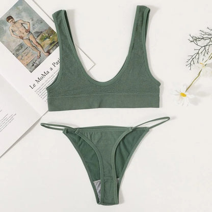 Set di lingerie a righe - verde / s