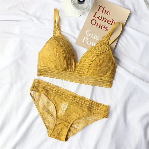Set di lingerie comoda con elastico - giallo / s